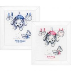 Borduurpakket Geboortetegel beer aan waslijn 2002-70230 Vervaco PN-0011892