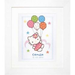 Borduurpakket Geboortetegel Hello Kitty met ballonnen Vervaco PN-0148222