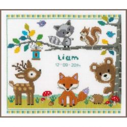 Borduurpakket Geboortetegel bosdieren Vervaco PN-0150179