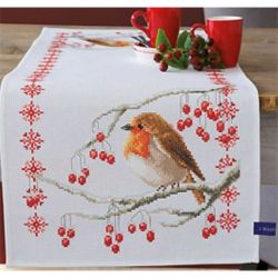 Borduurpakket Loper pearlaida Roodborstje met rode besjes Vervaco PN-0155637