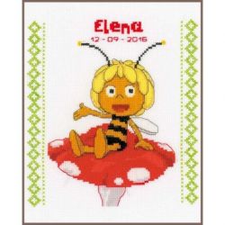 Borduurpakket Geboortetegel Maya op de paddestoel Vervaco PN-0155763