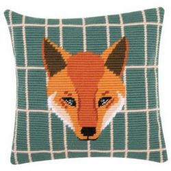 Borduurpakket Spansteekkussen groen met vos Vervaco PN-0158277