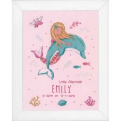 Borduurpakket geboortetegel zeemeermin en dolfijntje Vervaco PN-0172819