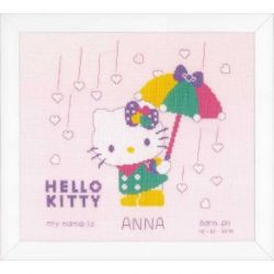 Borduurpakket Geboortetegel Hello Kitty a shower of hearts Vervaco PN-0172797