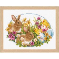 Borduurpakket Paaskonijnen en kuikentjes Vervaco PN-0149534
