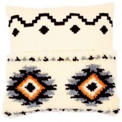 Smyrna Knoop kettingsteekkussen Etnisch zwart ecru Vervaco PN-0179019