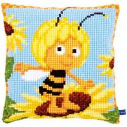 Borduurpakket kruissteekkussen Maya op de zonnebloem 1Vervaco PN-0154467