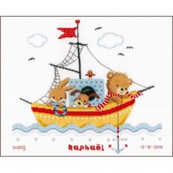 Borduurpakket geboortetegel bootje varen Vervaco PN-0168466