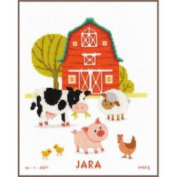 Borduurpakket geboortetegel op de boerderij Vervaco PN-0163176