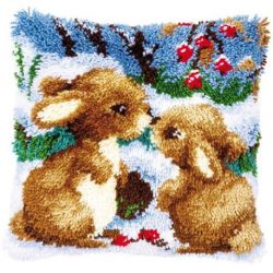 Smyrna-knoopkussenpakket konijntjes in de sneeuw Vervaco PN-0147711