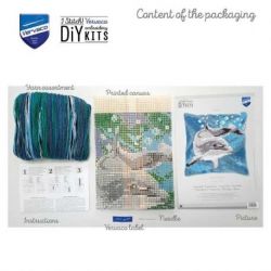 Kruissteekkussen borduurpakket dolfijn Vervaco PN-0186299