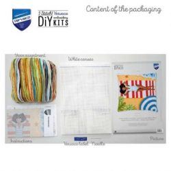 Kussenborduurpakket schuine spansteek strand Vervaco PN-0200160