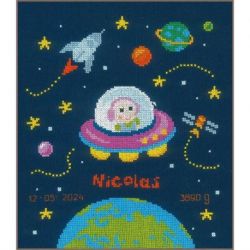 Borduurpakket geboortetegel Baby astronaut Vervaco PN-0157613