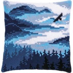 Borduurpakket Kussen Blauw landschap Vervaco PN-0201595