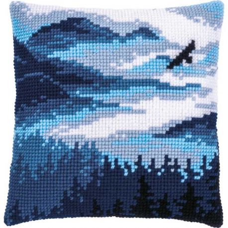 Borduurpakket Kussen Blauw landschap Vervaco PN-0201595