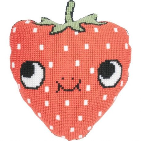 Kruissteekvormkussen met rug Eva M Aardbei Vervaco PN-0206633