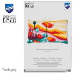 Borduurpakket kruissteekkussen Klaprozen landschap Vervaco PN-0207522