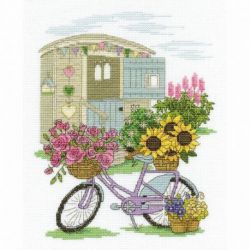 Borduurpakket Fiets met bloemen DMC BK1549