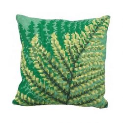 Kussenborduurpakket Groen varenblad-Collection d'Art 5171