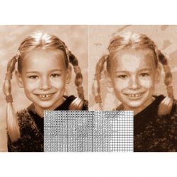 Foto-patroon 180 x 240 kruisjes bruintinten