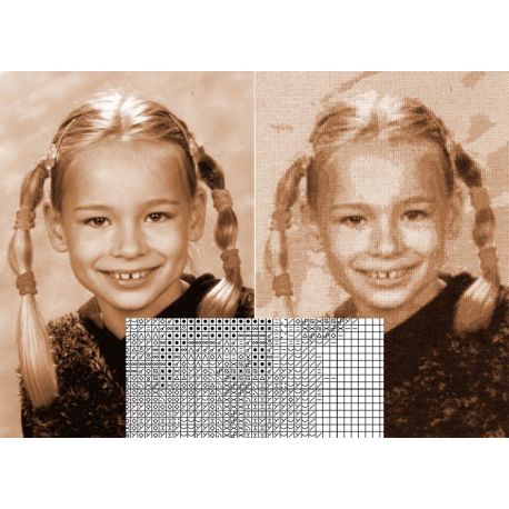 Foto-patroon 180 x 240 kruisjes bruintinten