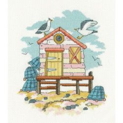 Borduurpakket Pink Beach Hut Heritage Crafts-1747a