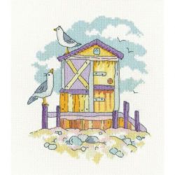 Borduurpakket Yellow Beach Hut Heritage Crafts-1748a