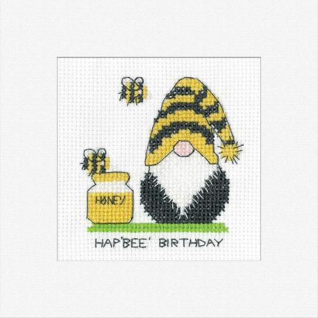 Borduurpakket Gonk-Birthday Bee Card Heritage Crafts-1774a