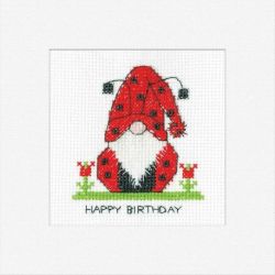 Borduurpakket Gonk-Birthday Ladybird Card Heritage Crafts-1775a