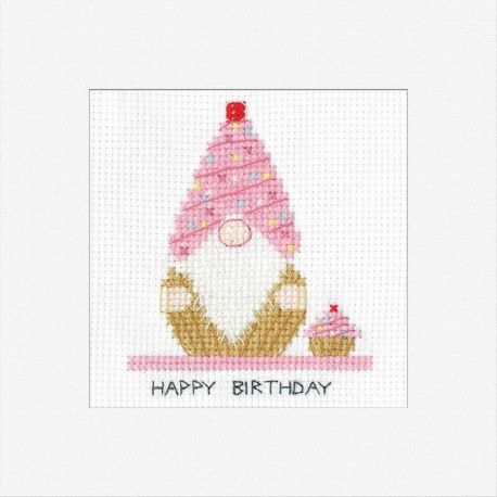 Borduurpakket Gonk-Birthday Cupcake Card Heritage Crafts-1776a