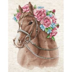 Borduurpakket The Horse in Flowers Hobby Jobby-005