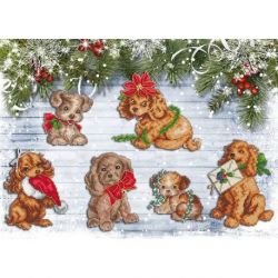 Borduurpatroon Christmas Puppies Leti Stitch-l470