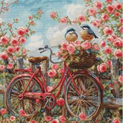 Borduurpakket Bicycle with Roses Luca-S-bu5061