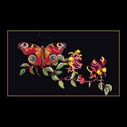 Borduurpakket Dagpauwoog op Lonicera Thea Gouverneur 439.05