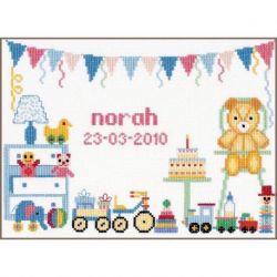 Borduurpakket geboortetegel Eerste verjaardag LanArte PN-0008180