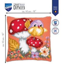 Borduurpakket Kussen vogeltje op paddenstoel Vervaco PN-0205281
