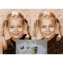 Foto-pakket 180 x 240 kruisjes bruintinten Aida 5.5