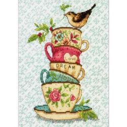 Borduurpakket Stacked tea cups Dimensions 70-65171