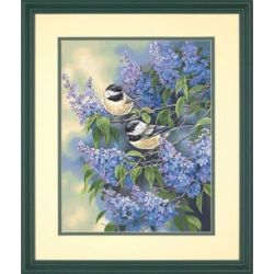 Schilderen op nummer chickadees and lilacs Dimensions 91361