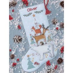 Borduurpakket kerstsok woodland stack Dimensions 70-09601