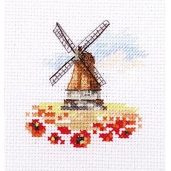 Borduurpakket Windmill in a Poppy Field Alisa 0-197