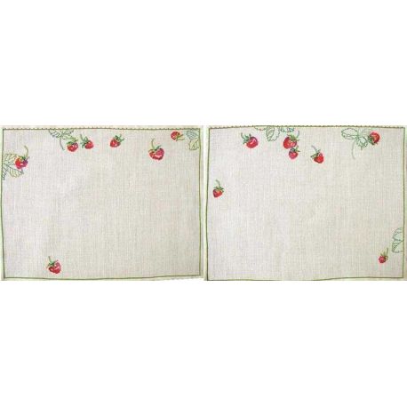 Borduurpakket Placemat aardbeien Haandarbejdets Fremme 14-9871.01-02