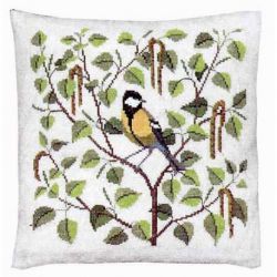 Borduurpakket Kussen koolmees Haandarbejdets Fremme 20-5470