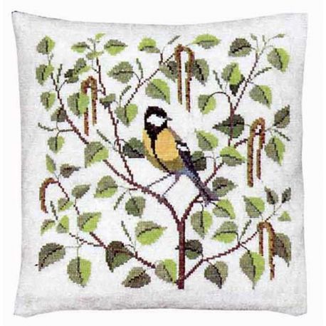 Borduurpakket Kussen koolmees Haandarbejdets Fremme 20-5470