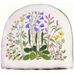 Borduurpakket Theemuts gemengde bloemen Haandarbejdets Fremme 26-4467