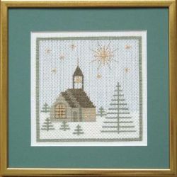 Borduurpakket Winterlandschap kerk en dennenboom Haandarbejdets Fremme 30-5663
