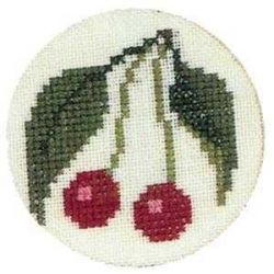 Borduurpakket Kersen jampotdeksel Haandarbejdets Fremme 40-5809