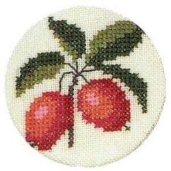 Borduurpakket Pruimen jampotdeksel Haandarbejdets Fremme 40-5810