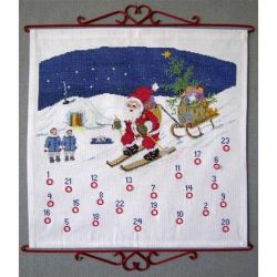 Borduurpakket Adventskalender Kerstman met slee Oehlenslager 10300