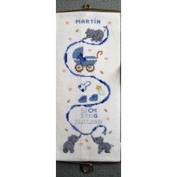 Borduurpakket Geboortehanger blauw Martin Oehlenslager 13019